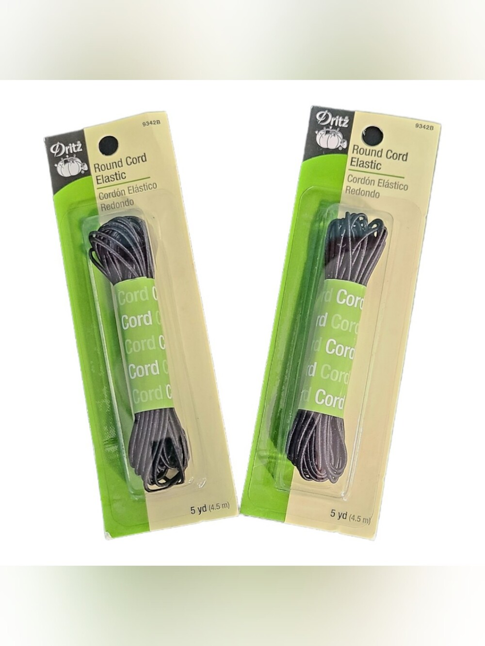 Round Cord Dritz Black Elastic Sewing Craft DIY Supplies 5 Yds Lot of 2 Packs